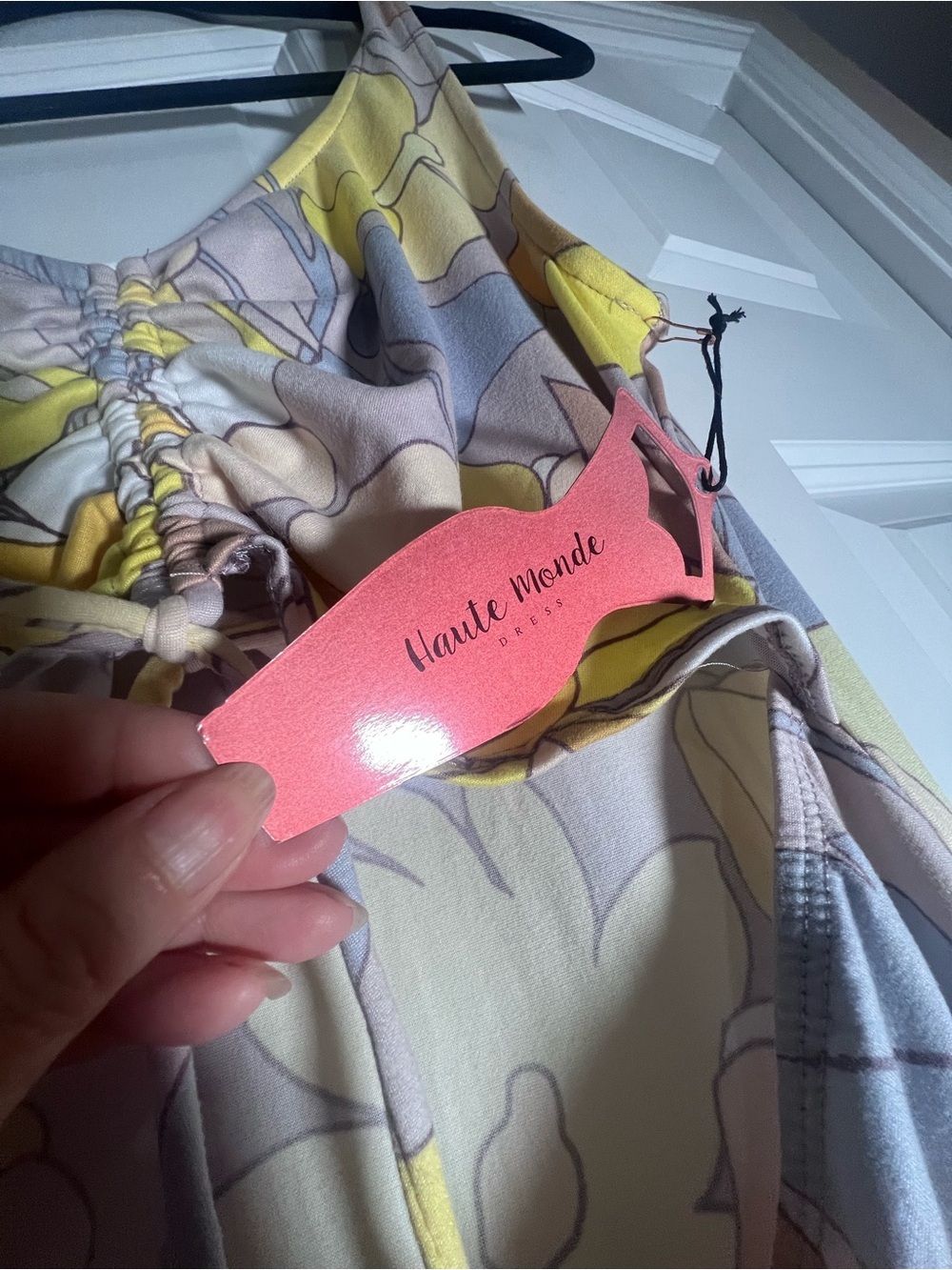Haute Monde Yellow and Gray Floral Maxi Dress NWT - Picture 7 of 9